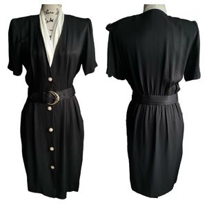 JSJ Petite - Vintage 80’s Style Button Front Sheath Dress 7/8